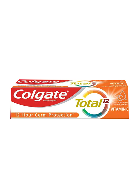 Colgate Total Vitamin C Antibacterial Multi Benefit Toothpaste 12 Hour Germ Protection Mint, 75ml