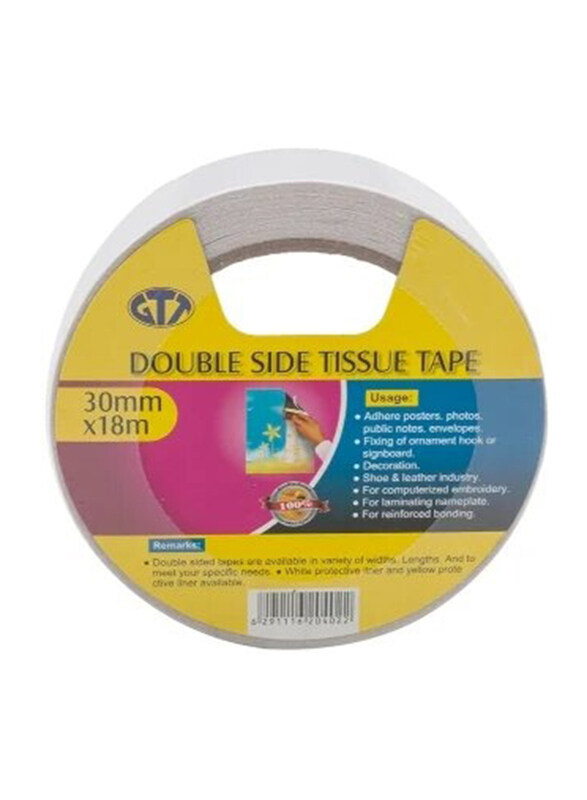 

Gtt 30mm x 18m Double Side Tissue Tape, White