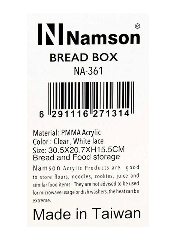 Namson Acrylic Bread & Food Storage, NA-361, White