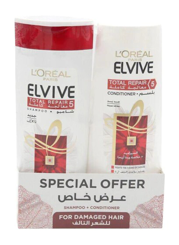 

L'Oréal Paris L'Oreal Paris Elvive Total Repair 5 Shampoo and Conditioner for Damaged, 400ml, 2 Pieces