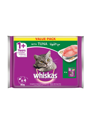 Whiskas With Tuna Adult Cat Wet Food, 4 x 80g