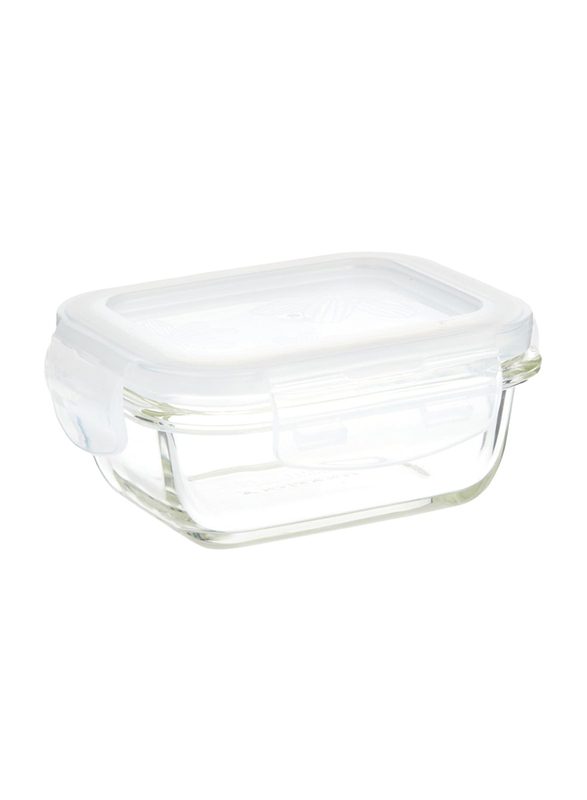 Lock & Lock Oven Glass Rectangular Container with Lid, 160ml, LLG413, White