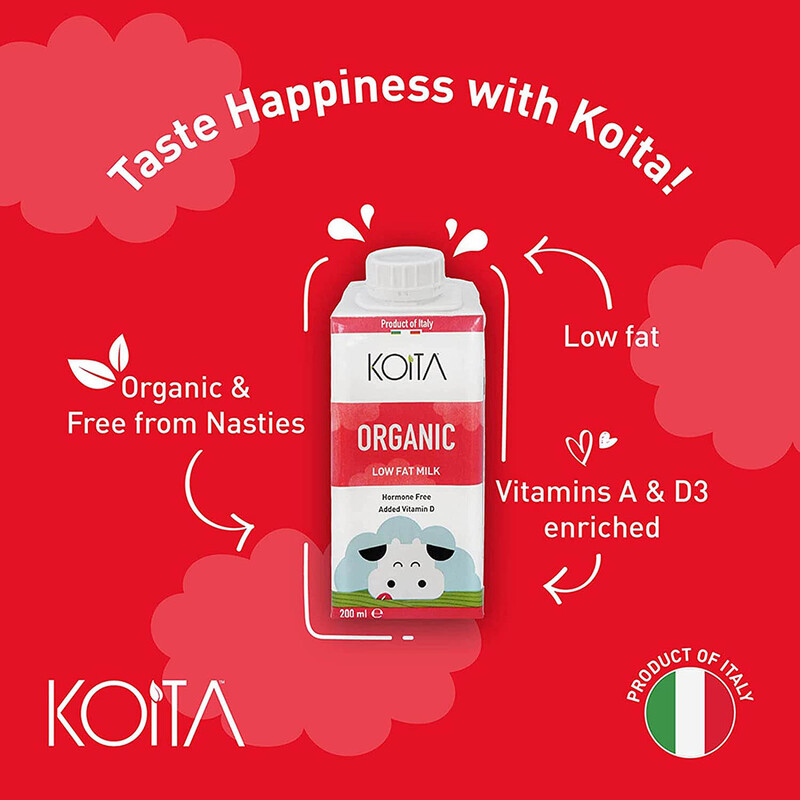 Koita Organic Low Fat Milk, 200ml