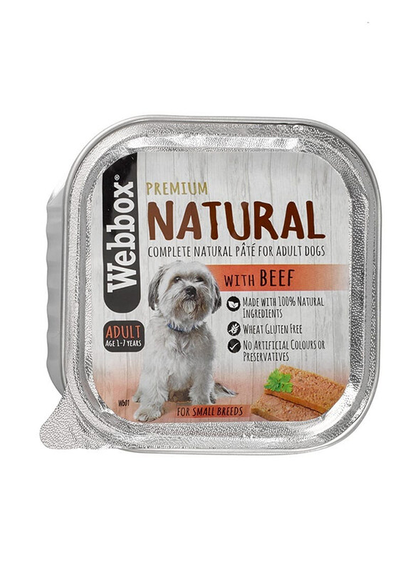 

Pets Choice Webbox Natural Square Tray Beef Pate Dog Food, 150g