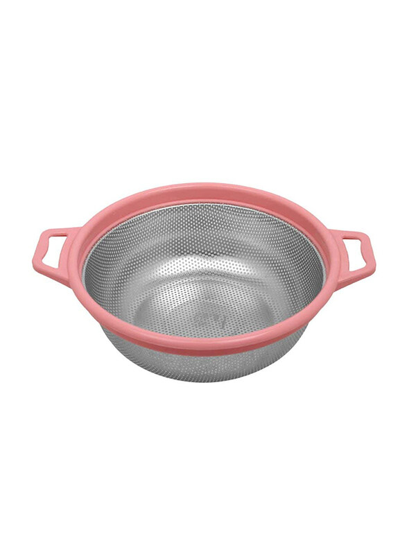 

Kitchef Steel Colander with Handle, Silver/Pink