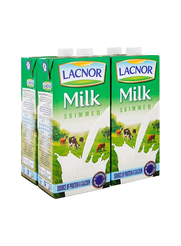 Lacnor Essentials Skimmed Milk - 4 x 1 Ltr