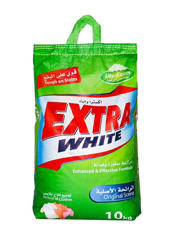 

Extra White Detergent Powder Green Low Foam, 10Kg