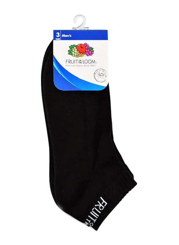 

Fruit Of The Loom Socks for Men, Black, 3 Pairs