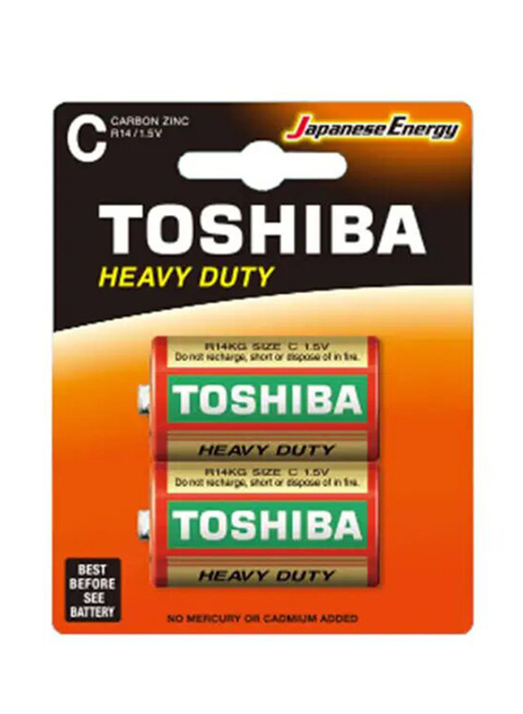 Toshiba R 14 C2 Heavy Duty Batteries, 2 Pieces, Multicolour