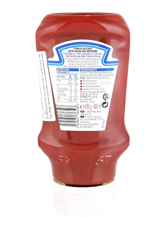 Heinz Tk 50% Less Sugar Salt Ketchup, 400ml