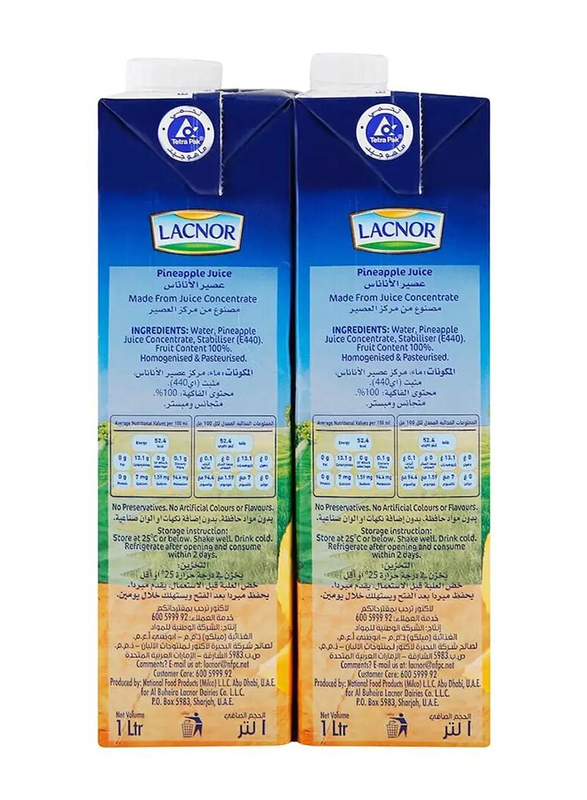 Lacnor Es Pineapple - 4 x 1 Ltr