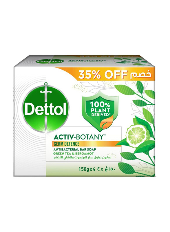 

Dettol Activ-Botany Antibacterial Bar Soap Green Tea And Bergamot, 4 x 150