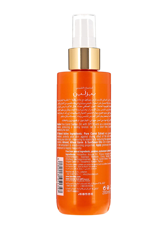 Beesline Deep Tan Pure Carrot Suntan Oil SPF 10 - 200 ml