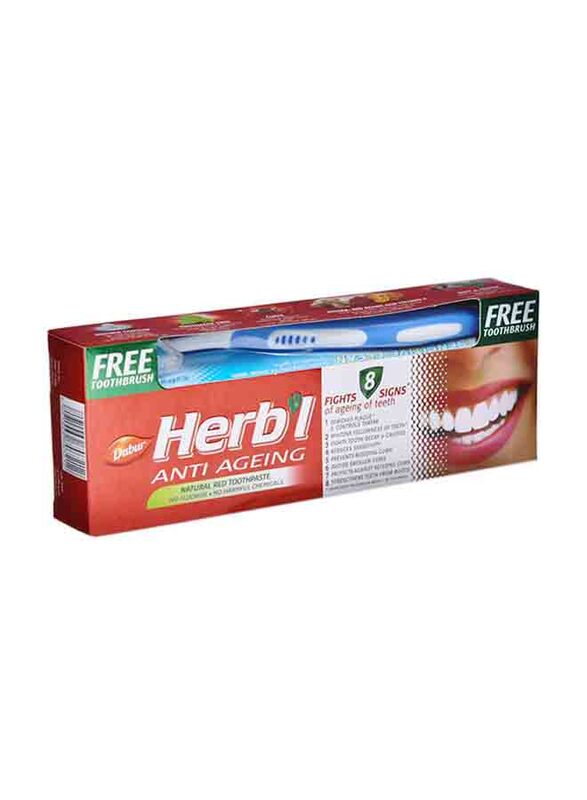 Dabur Anti Ageing Herbal Toothpaste with Toothbrush, 150gm