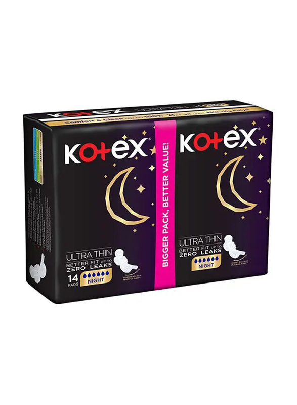 Kotex Ultra Thin Night with Wings Sanitary Pads, 14 Pieces