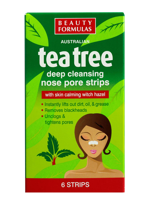 Beauty Formulas Australian Tea Tree Deep Cleansing Nose Pore Strips, 6 Strips