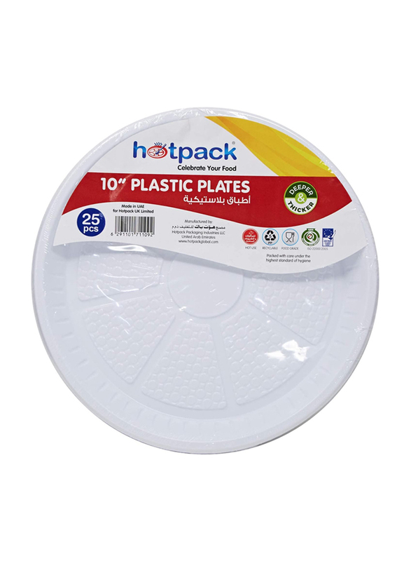 

Hotpack 25-Piece 10-inch Plastic Round Food Serving Plate, White