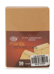 FIS Manila Envelopes, 50 Pieces, Brown