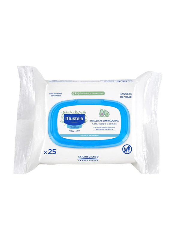 Mustela 25-Piece Cleansing Body and Pompis Cleansing Wipes for Kids