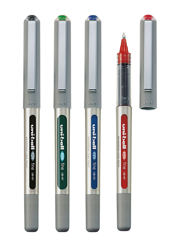 Uniball 4-Piece Eye Fine Rollerball Pen Set, 0.7mm, MI-UB157-04C, Multicolour