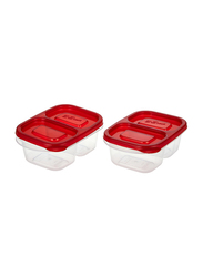 Lock & Lock E-Zlock Rectangular Container Set, 260ml, 2 Pieces, HLE7204, Red