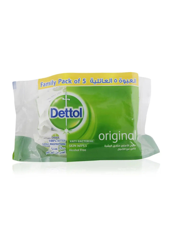 Dettol Anti-Bacterial Skin Wipes - 5 x 10 Wipes
