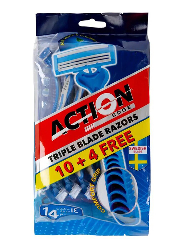 Action Triple Blade Razors, 14 Pieces