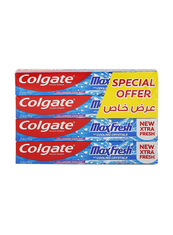 Colgate Max Fresh Cool Mint Toothpaste, 75ml, 4 Piece