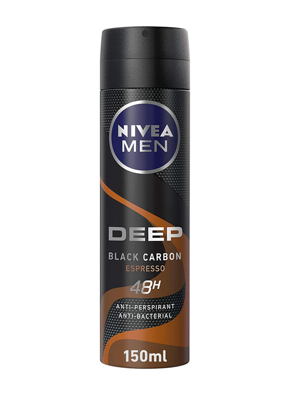 

Nivea Men Deep Black Carbon Antibacterial Espresso Spray for Men, 150ml