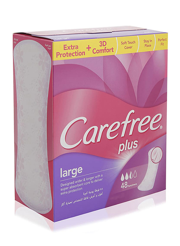 Carefree Plus Extra Protection with 3D Comfort Panty liner, Large, 48 Pieces
