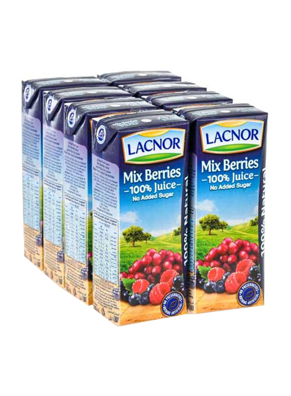 Lacnor Long Life Mix Berry No Sugar, 8x180ml