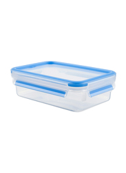 Tefal Masterseal Rectangular Food Box, 1 Liter, K3021212, Clear/Blue