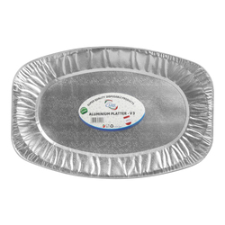 Euro Care 1-Piece Superior Quality Disposable Retail Aluminium V3 Platter, Silver