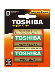 Toshiba R 20 D2 Heavy Duty Batteries, 2 Pieces, Gold