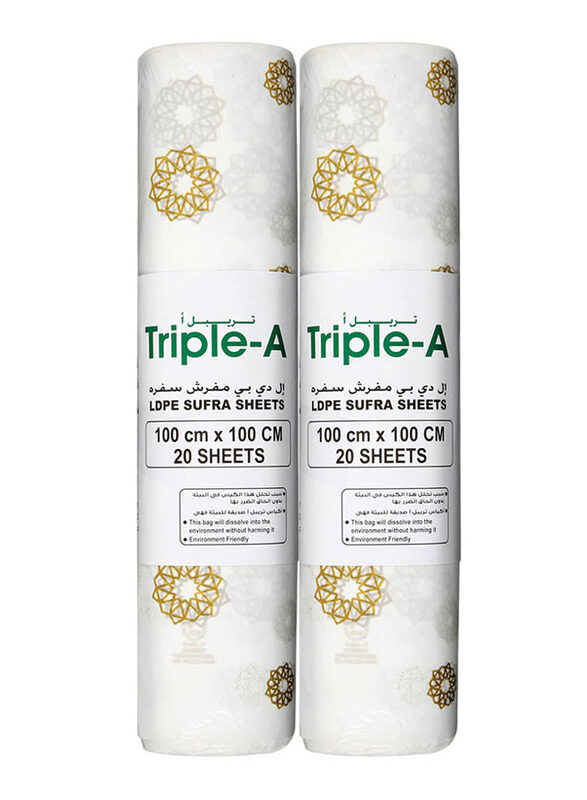 

Triple-A Sufra Bio-Degradable Garbage Bags, White, 100 x 100 cm, 2 x 20 Sheets