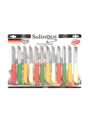 Solingen 12-Piece Stainless Steel Blade Multipurpose Knife with S-Solid Color Handle, Multicolour