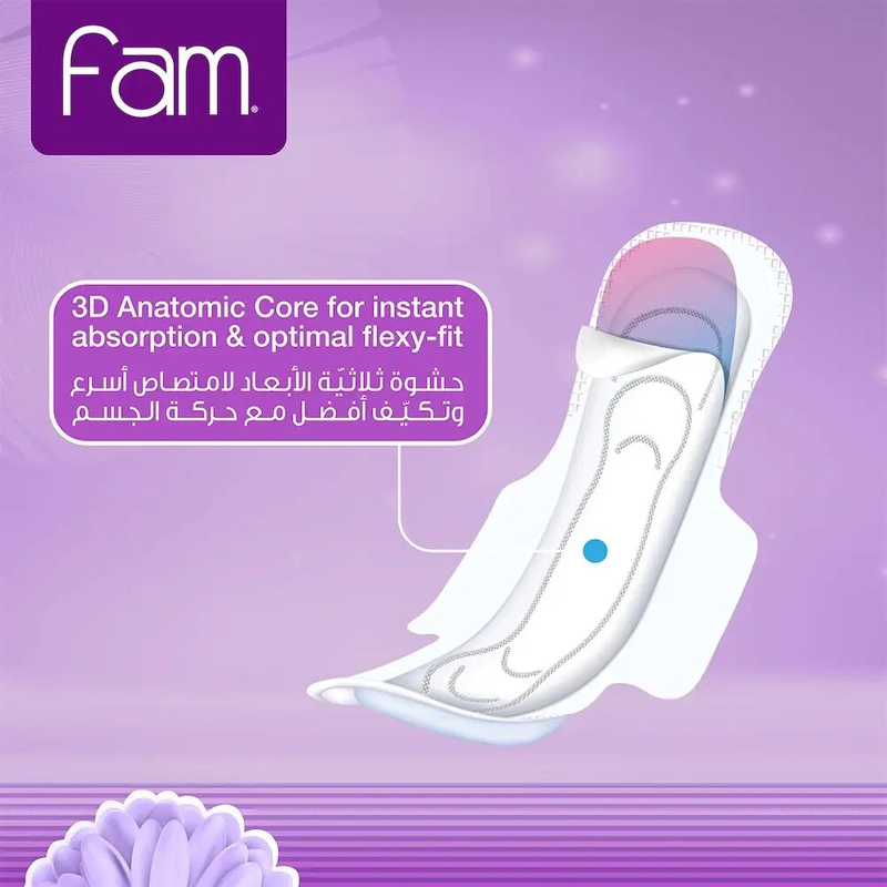 Fam Maxi Wing Folded Super Sanitary Pads, 50 Pieces