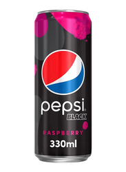 Pepsi Black Carbonated Soft Drink Raspberry Flavour No Sugar, 330ml