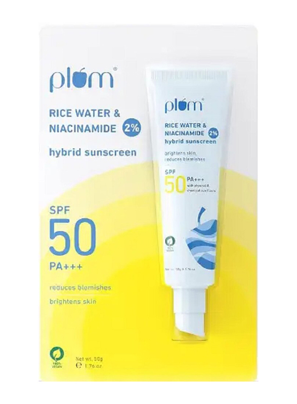 Plum RiceWater Niacinamide Hybrid Sunscreen 50, 50gm