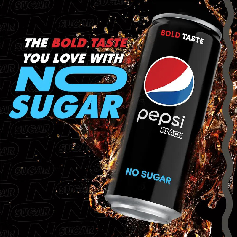 Pepsi Black Carbonated Soft Drink No Sugar, 330ml