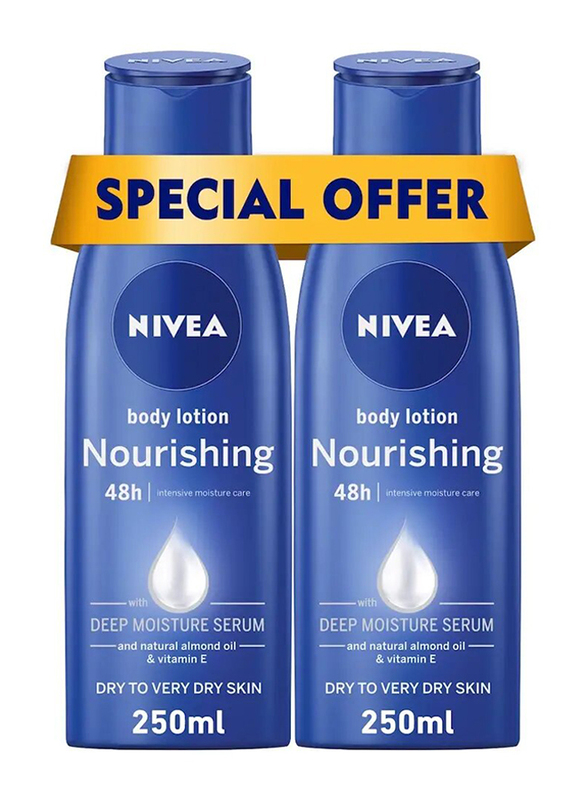 Nivea Nourishing Almond Oil & Vitamin E Body Lotion For Extra Dry Skin - 2 x 250ml