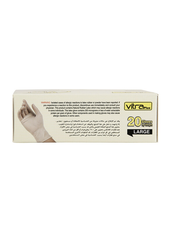 Vitraplus Vinyl Disposable Gloves, Large, 20 Pieces