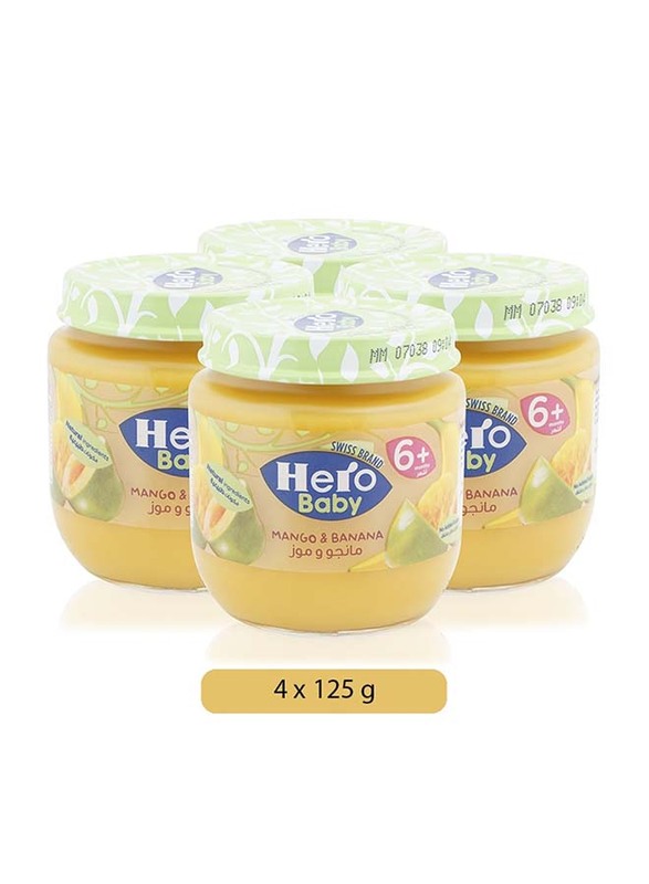 Hero Baby Mango & Banana Baby Food, 6 Months +, 4-Piece x 125g