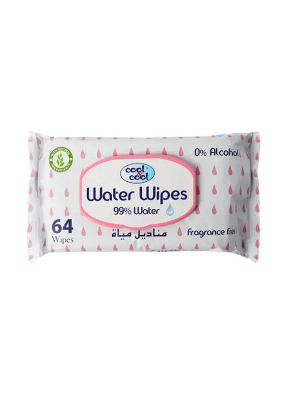 Cool & Cool 99% Water Wipes, 64 Pieces