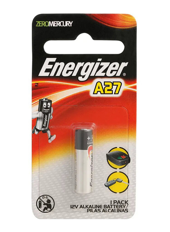 Energizer A27 12V Alkaline Battery, Silver/Black