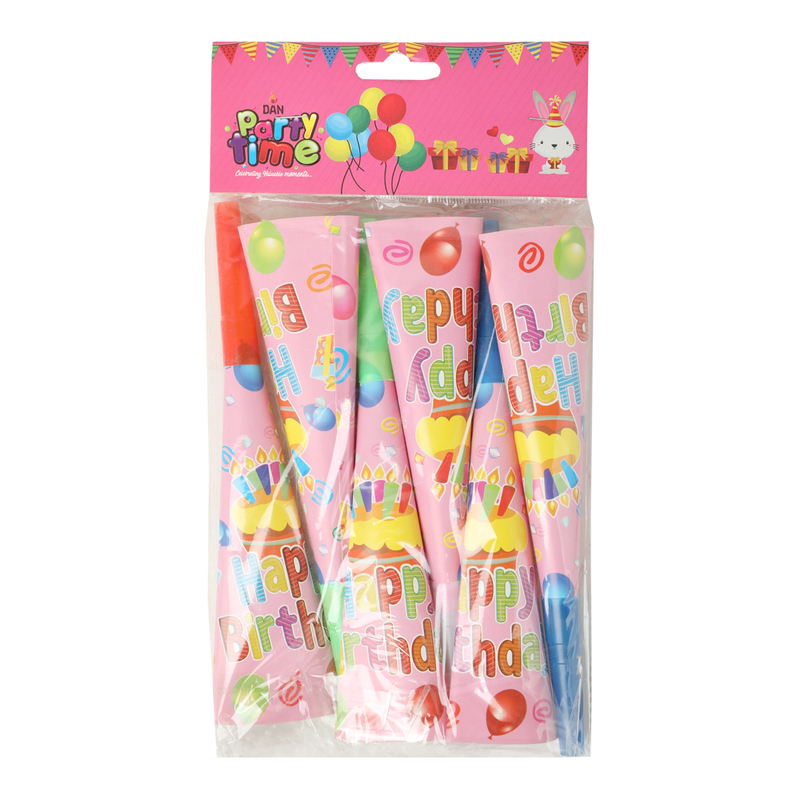 Party Time Paper Horn, 6 Pieces, Assorted