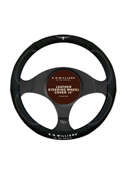 RM Williams Leather Steering Wheel Cover, 15-inch, Black/White