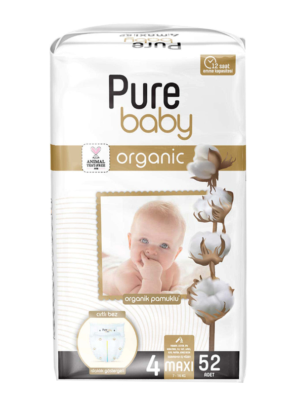 Pure Baby-Eco Diaper, Size 4, 7-16 Kg, 52 Count