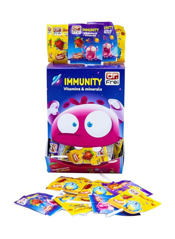 

Dr. Frei Immunity Vitamins and Minerals Lollipop Strawberry Flavour, 50 Pieces