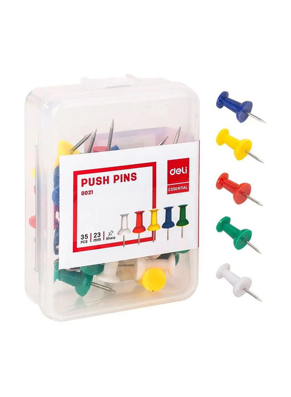 Deli Color Push Pins, 0021, 23mm, 35 Pieces, Assorted